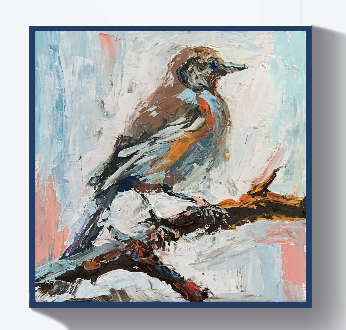 Impressionistic Animal Oil Painting By Vita Schagen, 10 X 10", Bird. #14, Original Artwork