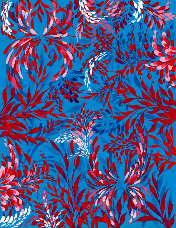 Red on Blue Blossom