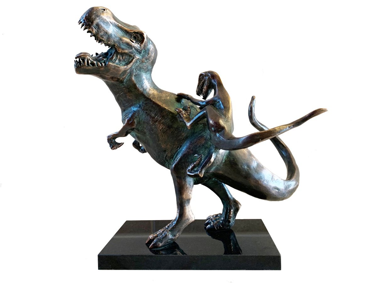 Expressive Animal Sculpture By Toth Kristof, 14 X 17", Jurassic Park - T-Rex, Original Artwork
