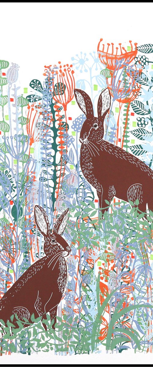 Hares in Springtime by Mariann Johansen-Ellis
