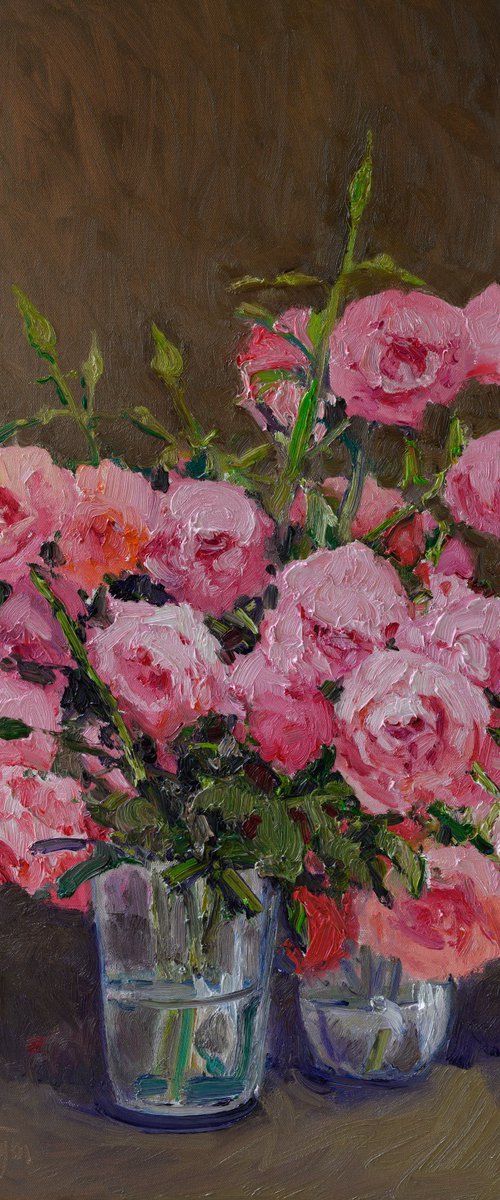Vase of Pink Roses by Suren Nersisyan