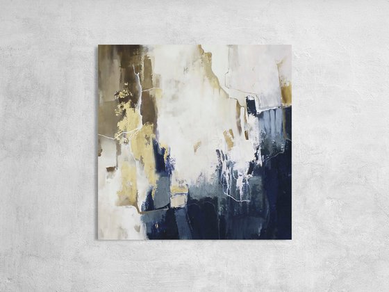 "Blue Flood 2" Navy blue brown abstract art