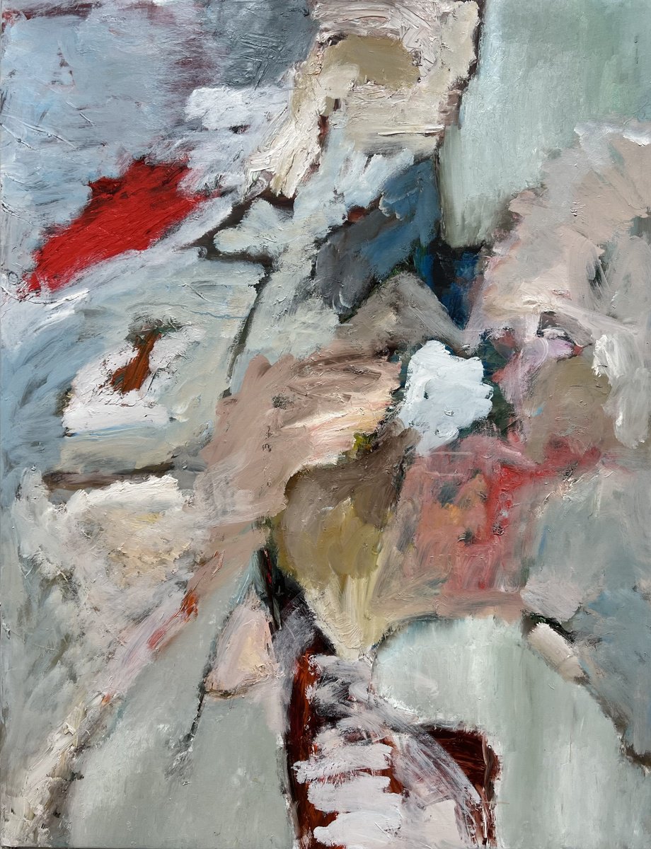 Organic Abstract Oil Painting By Egle Kurlianskaite, 39 X 51, Mint Rockets, Original Artwork