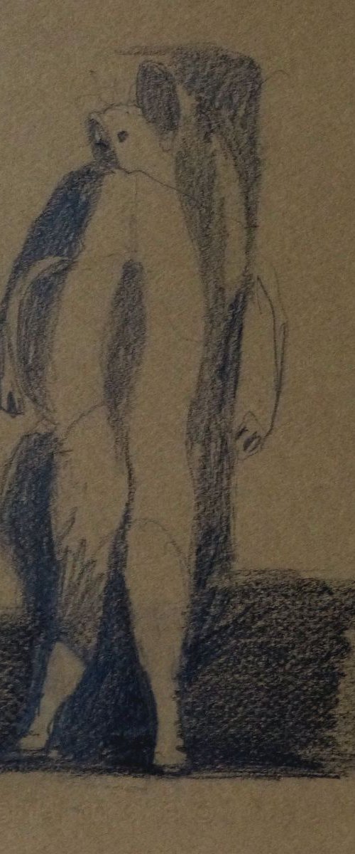 Surrealist nude 3, pencil on paper 23x24 cm by Frederic Belaubre