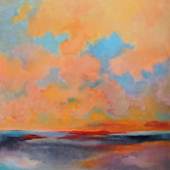 Sunset on Blake Lake, 36" x 36".