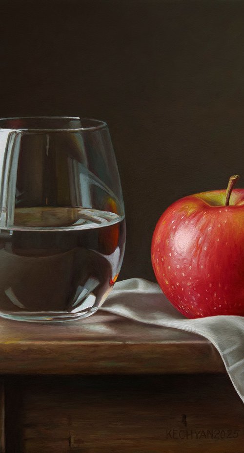 Apple with a glass by Albert Kechyan