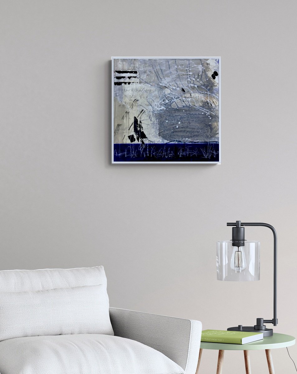 Abstract Acrylic Painting By Jutta Rika Bressem, 17 X 17", Voynichproject Book Iii Page 7, Original Artwork