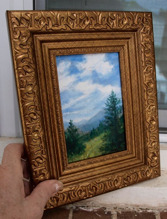 Mountain Mini - 6X4 framed oil landscape by K. McDermott (SOLD)