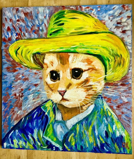 Pensive Cat  La Van Gogh