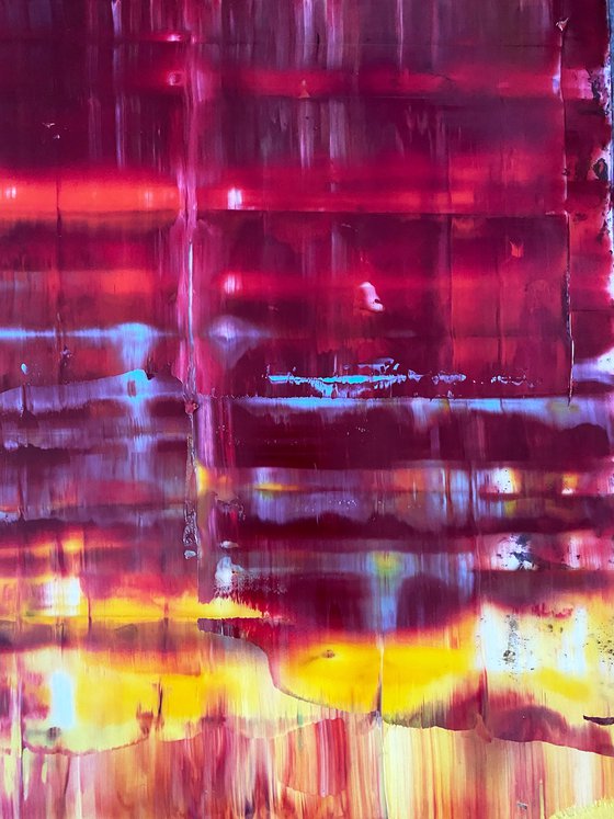 "The Bold And The Beautiful" - Save As A Series - Original PMS Abstract Diptych Oil Paintings On Plexiglass, Framed - 52" x 26"