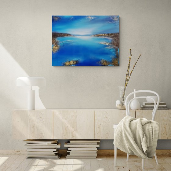 A large original modern semi-abstract seascape painting "Depth of the sea"