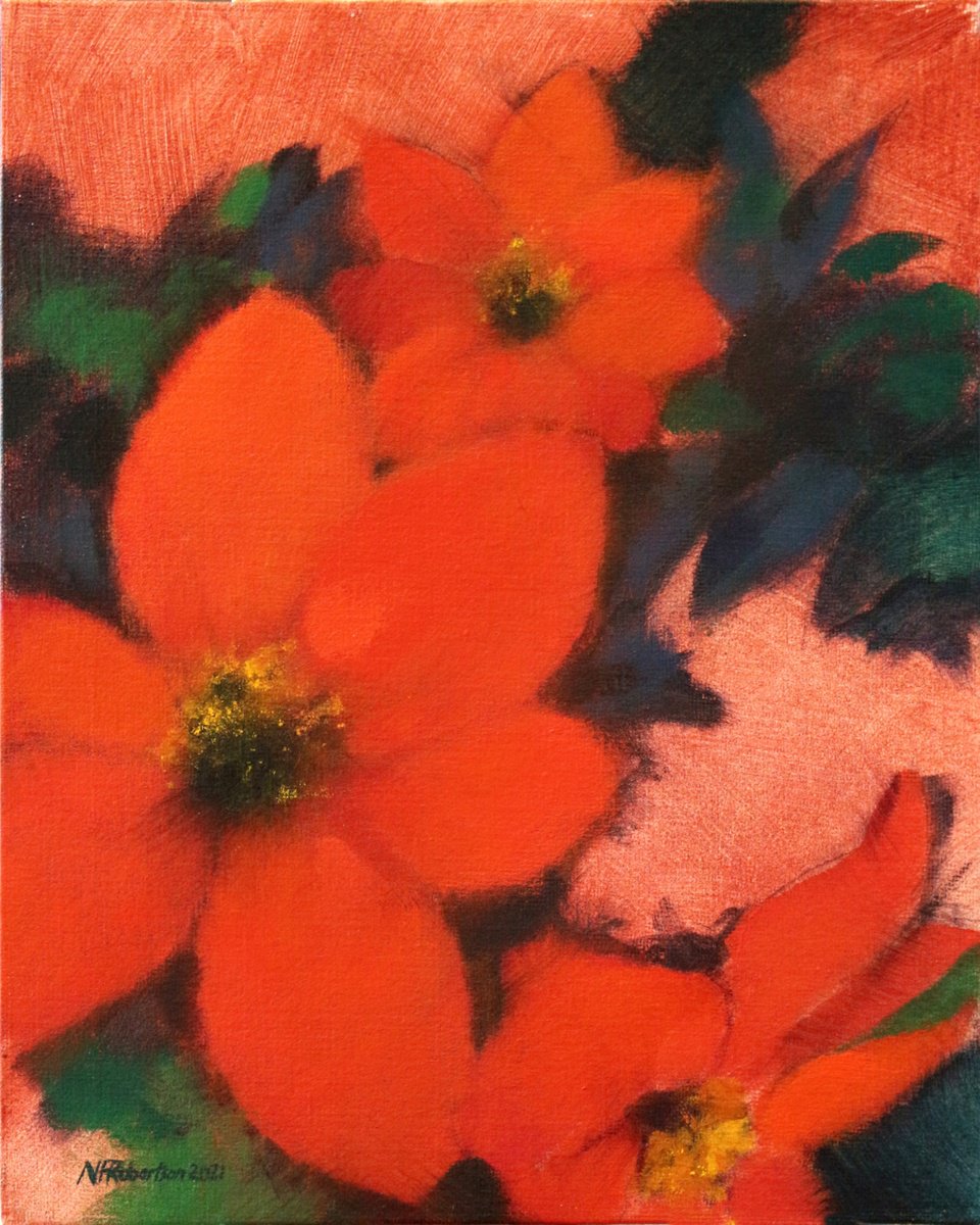 Botanical Acrylic Painting By Nicholas Robertson, 8 X 10", Laycock Dahlia, Original Artwork