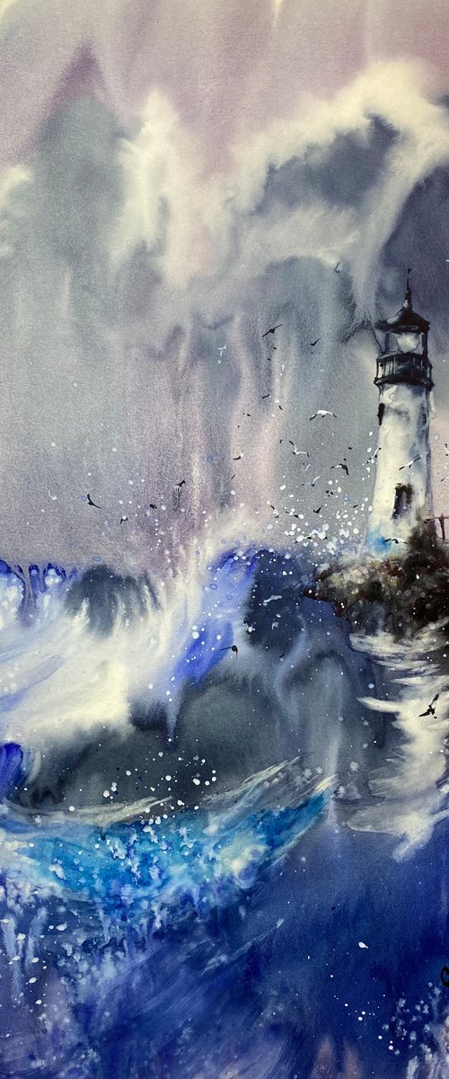 Watercolor “In the middle of the storm” by Iulia Carchelan