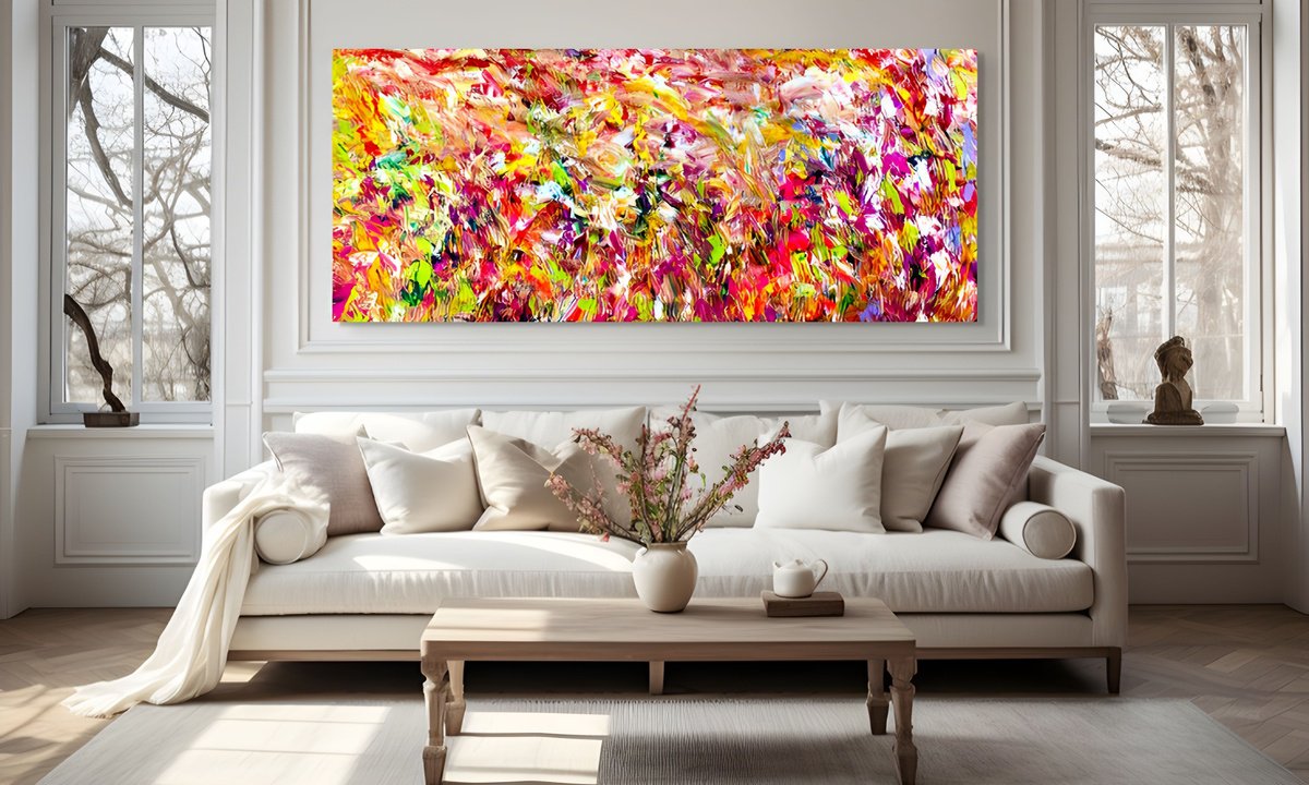 Organic Abstract Acrylic Painting By Estelle Asmodelle, 78 X 33, Sway With You, Original Artwork