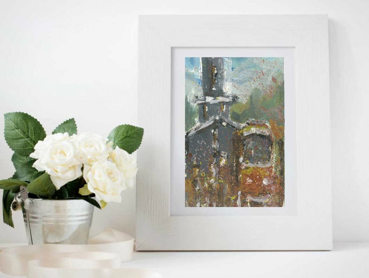 Impressionistic Cityscapes Painting By Eugene Gorbachenko, 6 X 8, Tram In Kiev, Original Artwork