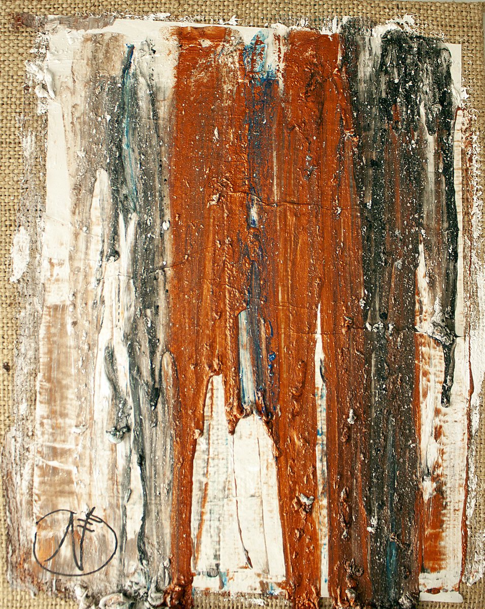 Abstract Landscape Acrylic Painting By Mattia Paoli, 16 X 20", Sunset Waterfall Iii, Original Artwork