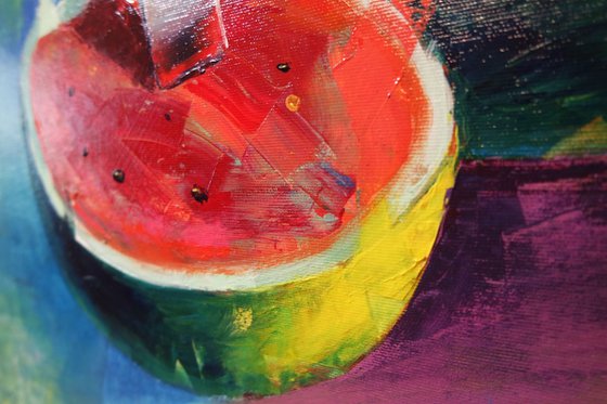 'TWO HALVES OF WATERMELON' - Acrylics Painting on Canvas