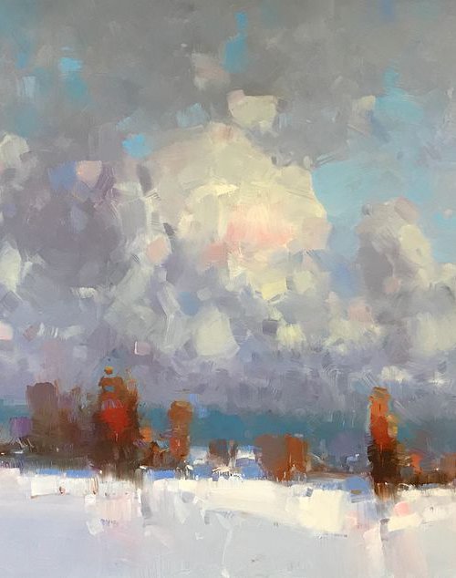 Winter Time, Landscape oil painting, One of a kind, Handmade artwork, Ready to hang by Vahe Yeremyan