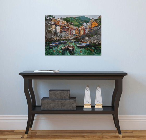 Riomaggiore, Cinque terre - Italian Landscape painting