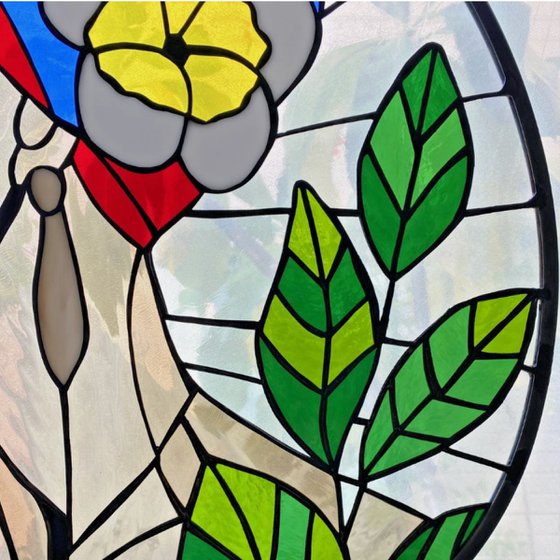 Art Deco Woman Stained Glass Panel