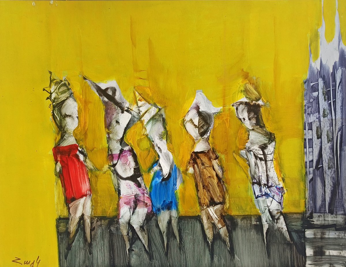 Abstract figures series - 1 (31x41cm, oil painting, paper) by Hayk Gasparyan