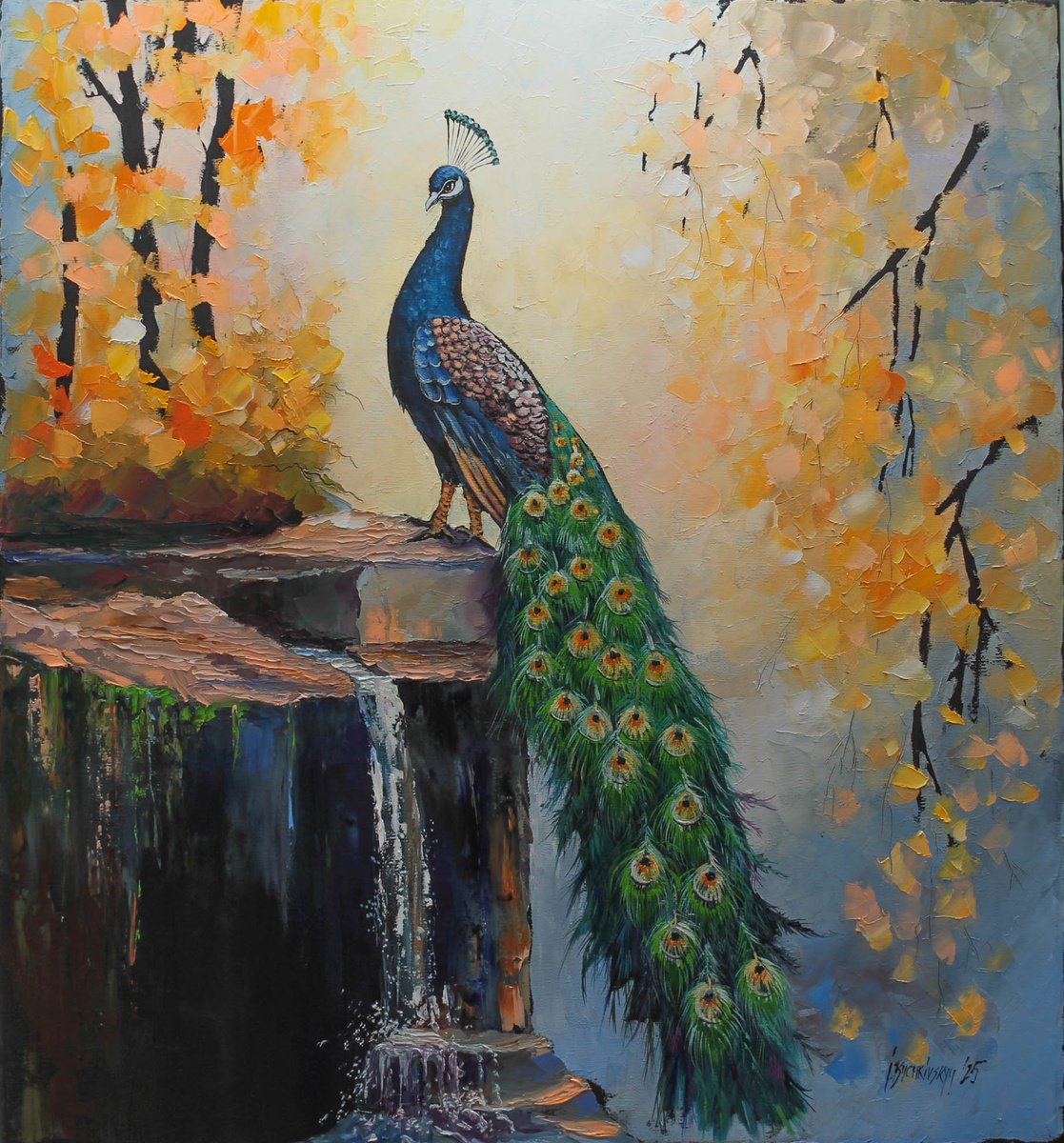 Expressive Landscape Oil Painting By Ihor Bychkivskyy, 24 X 26, Symphony Of Autumn Colors, Original Artwork