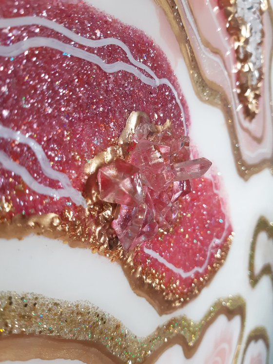 Pink Rose Agate 100 x 170 cm. Geode Art, wall art, Resin art, Resin painting, Modern art