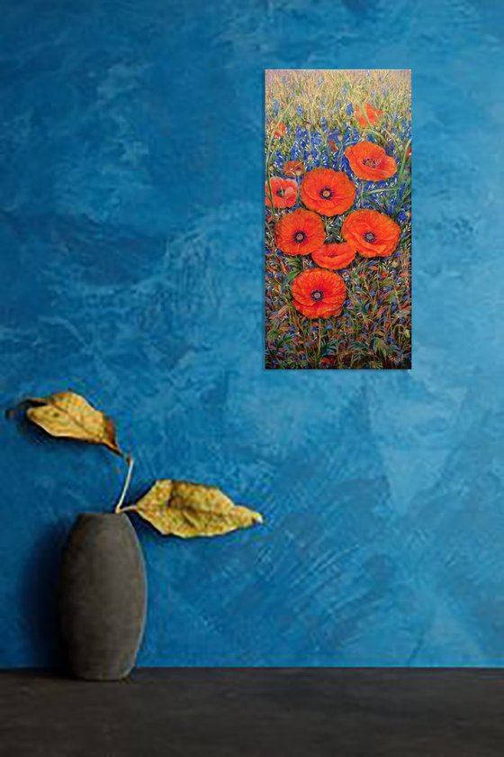 Poppies with wild flowers.