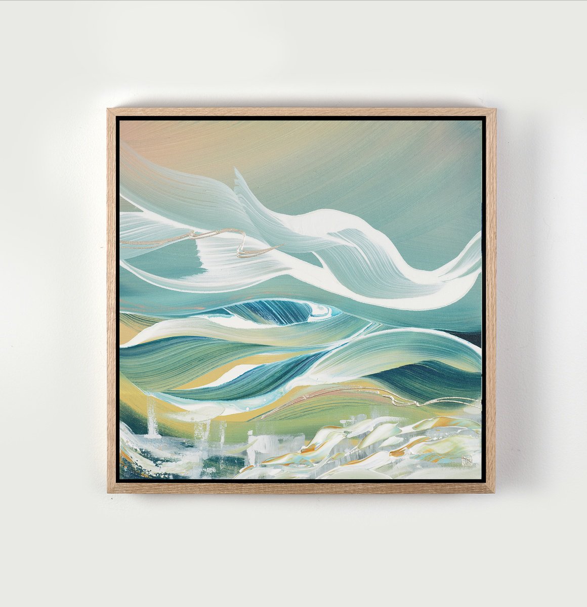 Abstract Acrylic Painting By Novi Lim, 22 X 22", Azure Bliss, Original Artwork