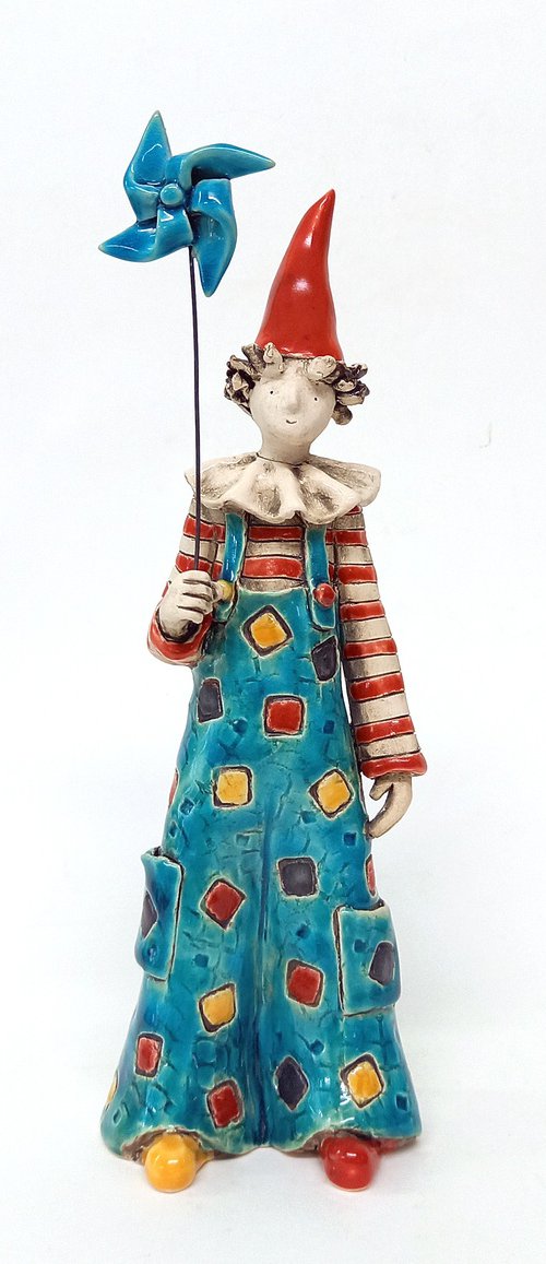 Carefree Clown with Pinwheel by Izabel Nemechek
