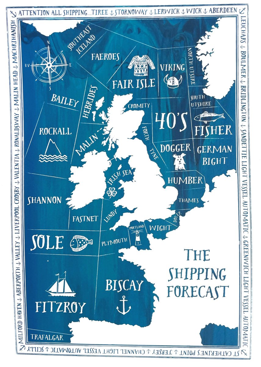 SHIPPING FORECAST III (BLUE BLEND) - Limited-edition, Screen Print by Design Smith