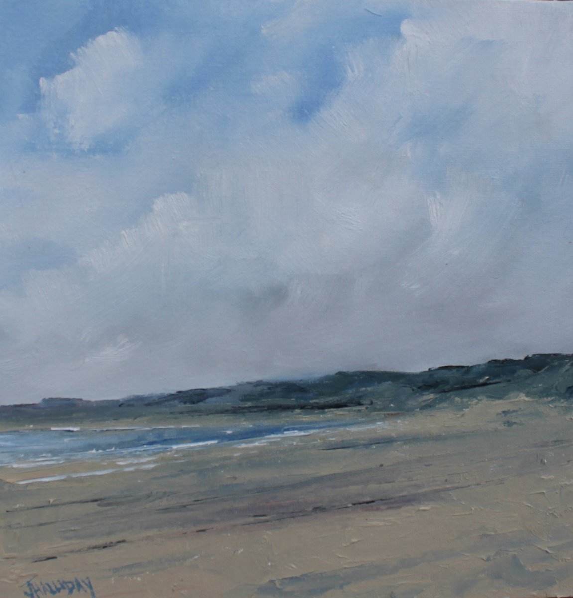 Impressionistic Landscape Oil Painting By John Halliday, 12 X 12, The Strand, Ireland, Original Artwork