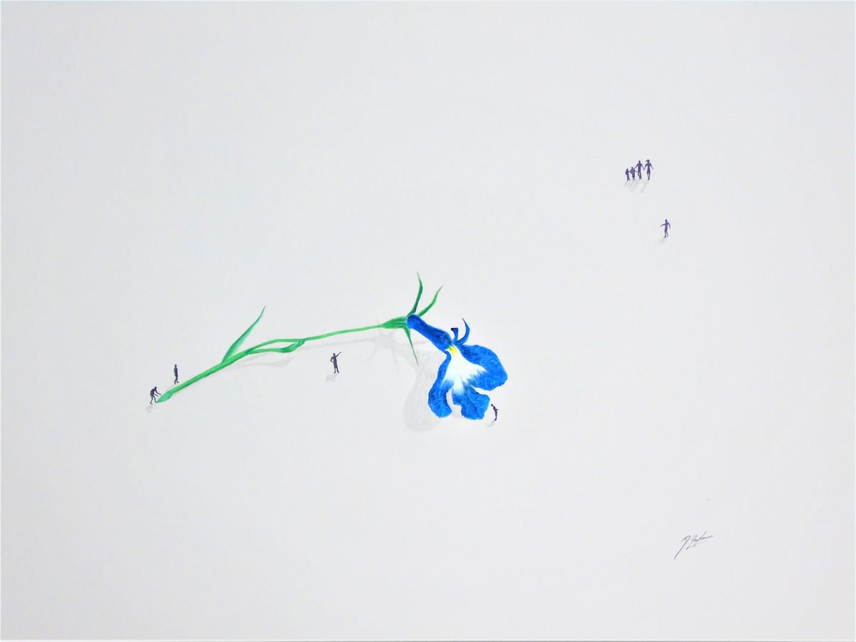 Surrealistic Botanical Acrylic Painting By Daniel Shipton, 20 X 16, More Flower Power Than People Power, Original Artwork