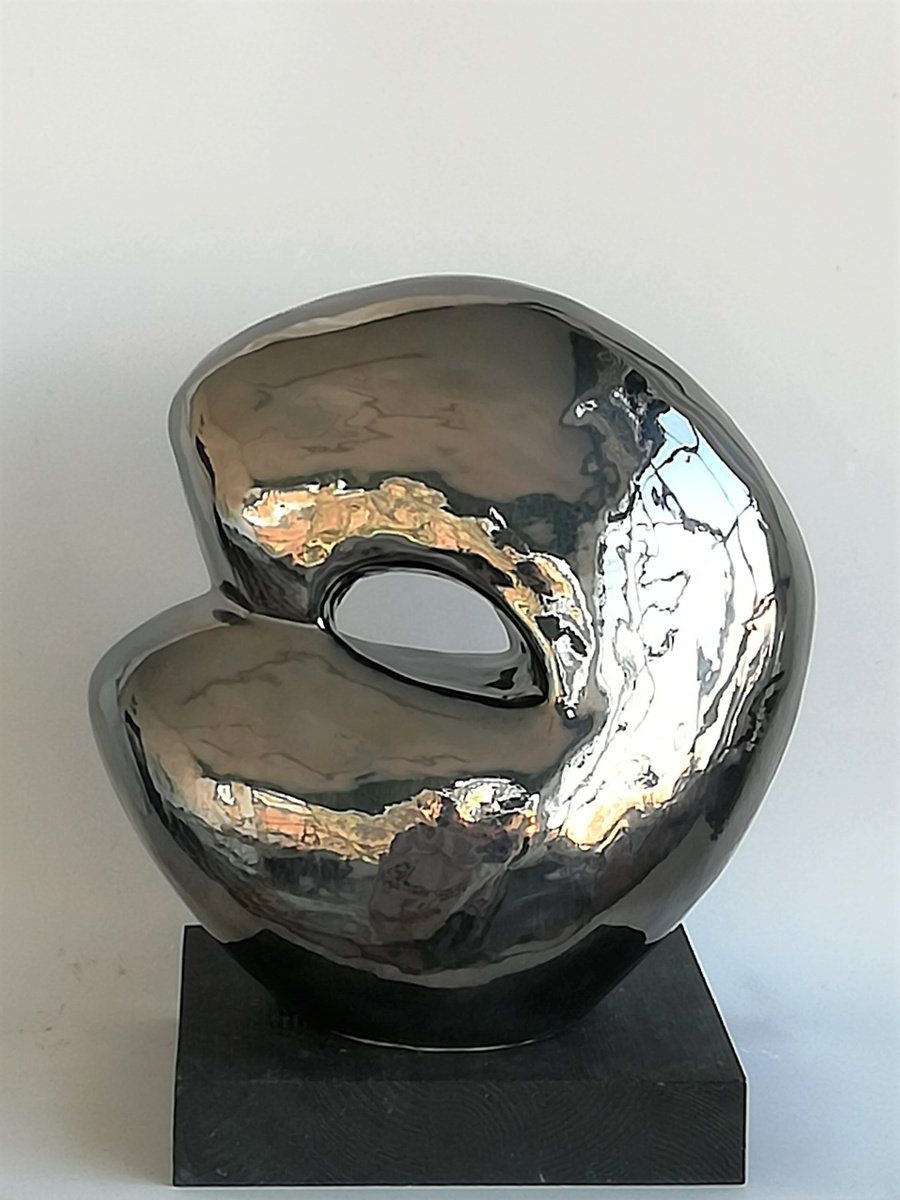 Abstract Clay Sculpture By Monica Sarandrea, 4 X 11", The Embrace, Original Artwork