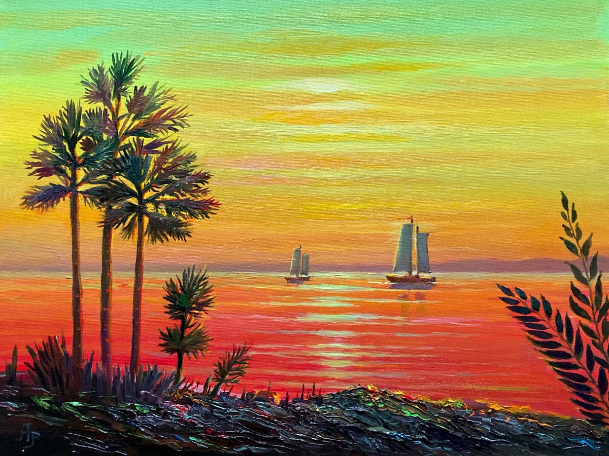 Photorealistic Landscape Oil Painting By Olexandr Romanenko, 16 X 12", Distant Countries, Original Artwork