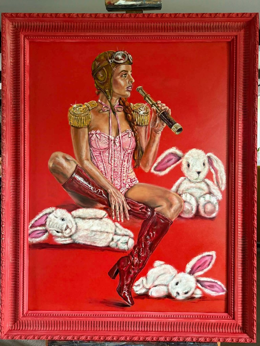 Surrealistic Acrylic Painting , Velvet Rebellion By Kasia Januszkiewicz, 36 X 46, Artwork For Sale On Artfinder