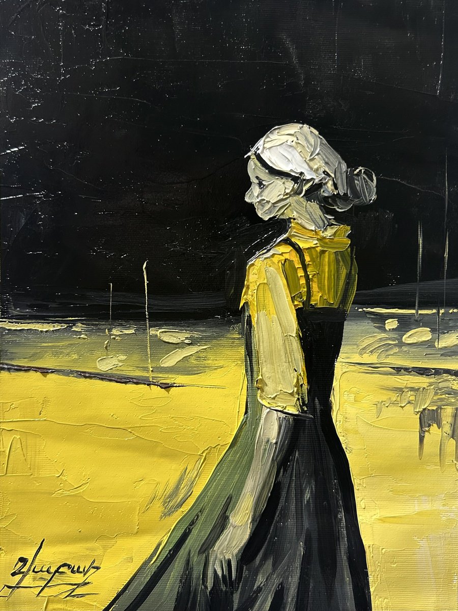 Impressionistic Landscape Oil Painting By Vahe Bagumyan, 11 X 13", Solitude In Shadow, Original Artwork