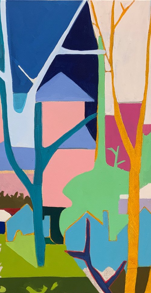 Abstract Landscape Homes On A Hill #2 by Steven Page Prewitt