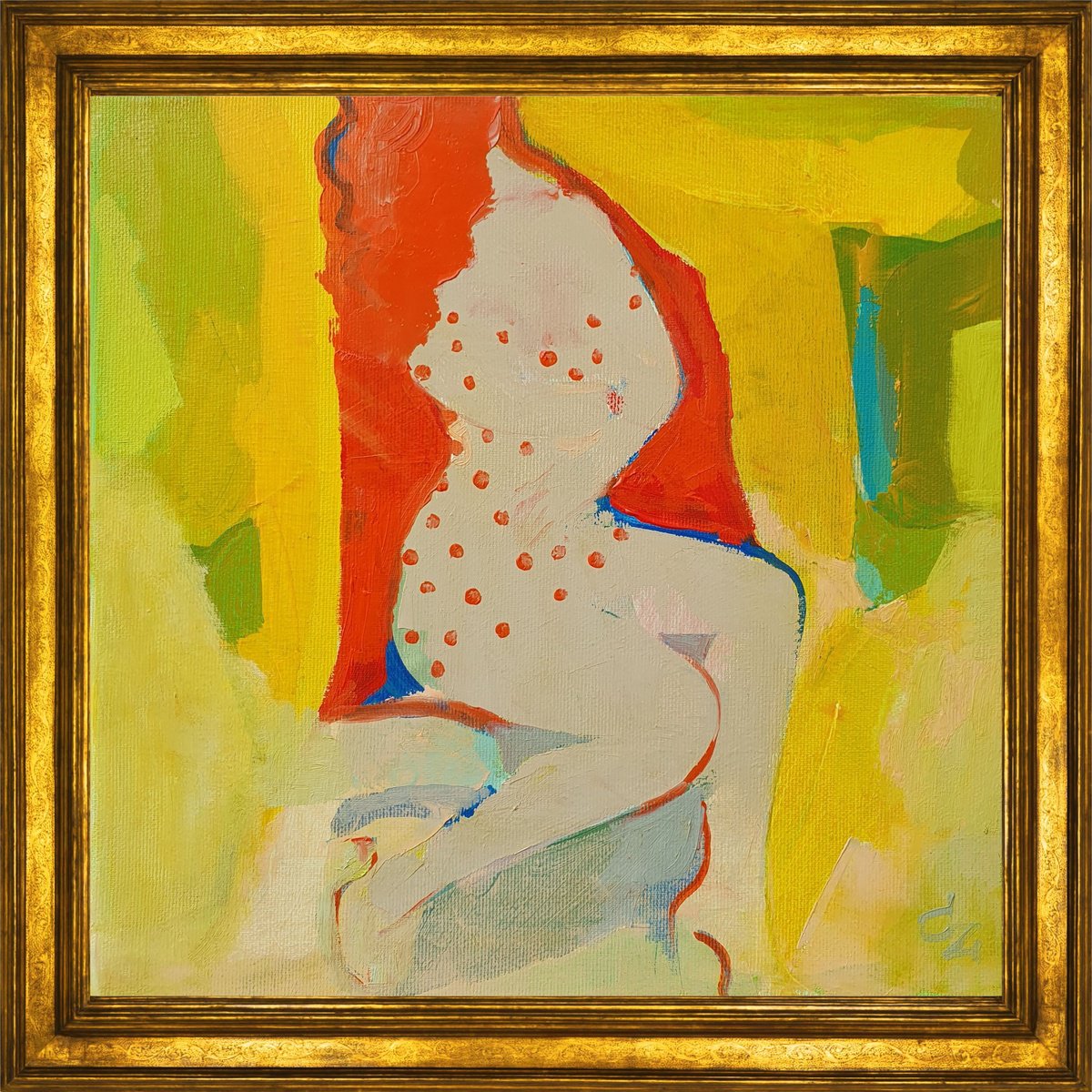 Expressive Portrait Oil Painting By Victoria Cozmolici, 12 X 12", Figure, Original Artwork