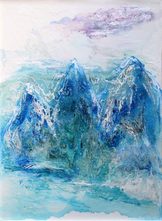 The Mountains Framed Abstract 88 cm x 66 cm.