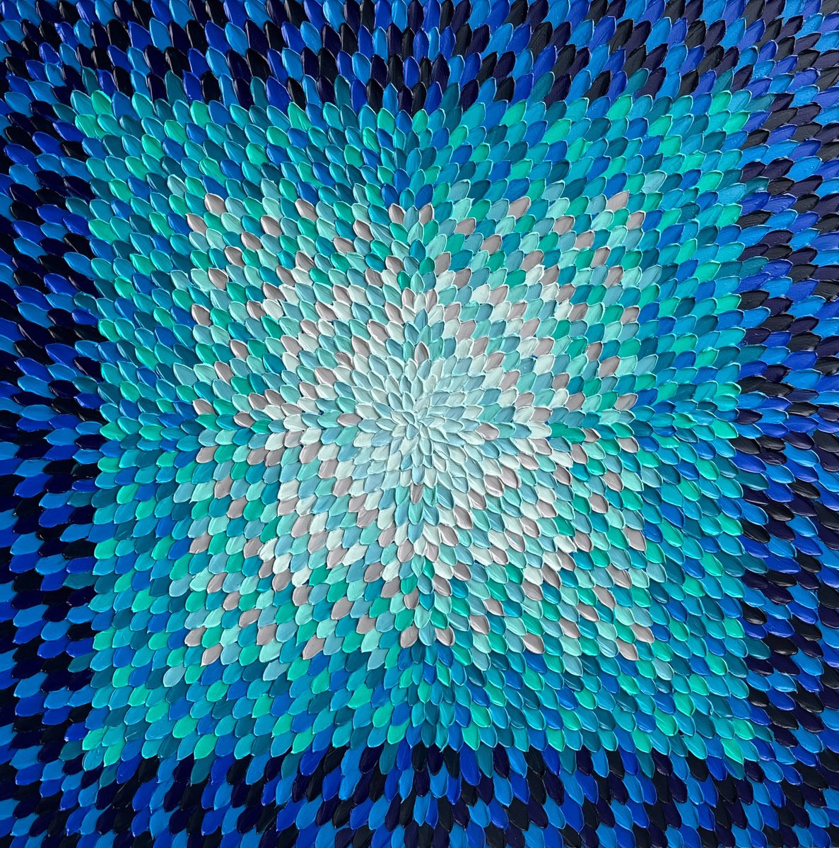 Geometric Abstract Acrylic Painting By Guzaliya Xavier, 36 X 36, Coastal Breeze I, Original Artwork