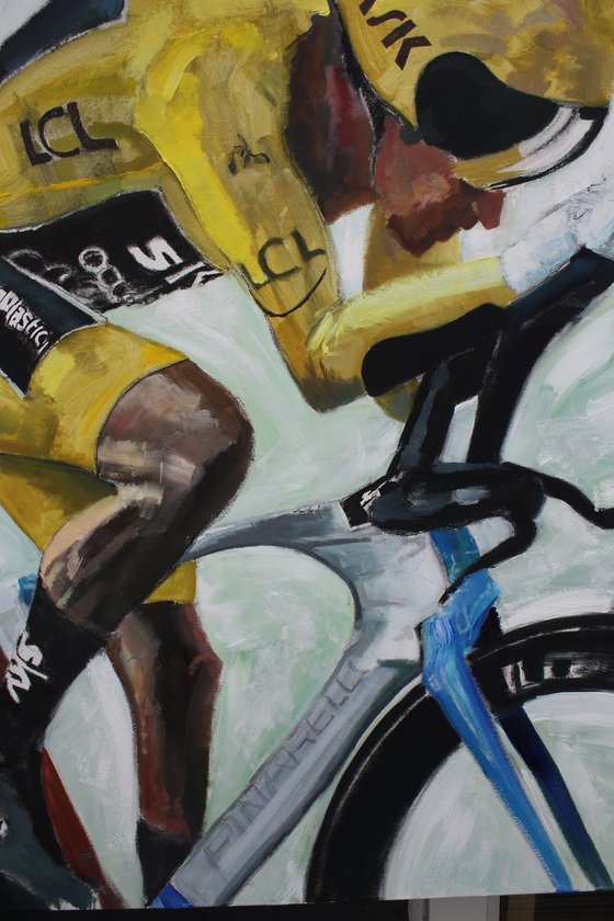 The Time Trial III (Large Cycling Painting 100 x 100cm).