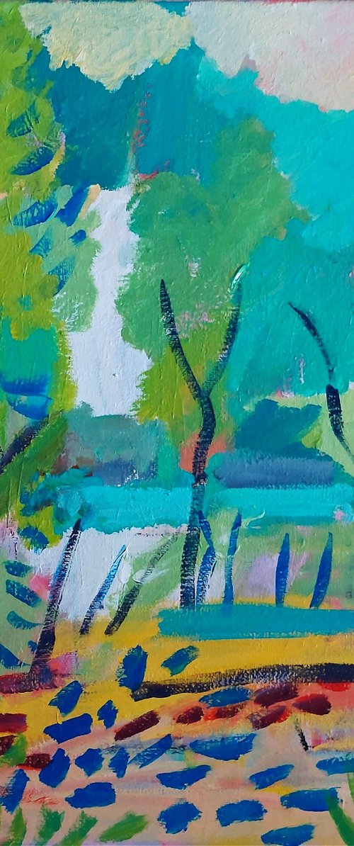 Trees around the Lake VI by Jan Rippingham