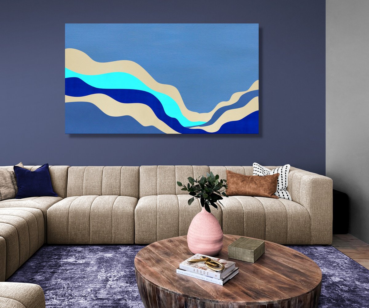 Abstract Landscape Acrylic Painting By Marina Krylova, 55 X 31", Mystic Landscape #34, Original Artwork