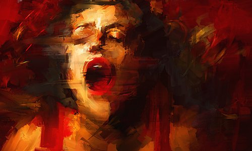 The Effect of Expected Satisfaction. 60x100 cm. Hand Embellished Giclée Print on Canvas. by Retne