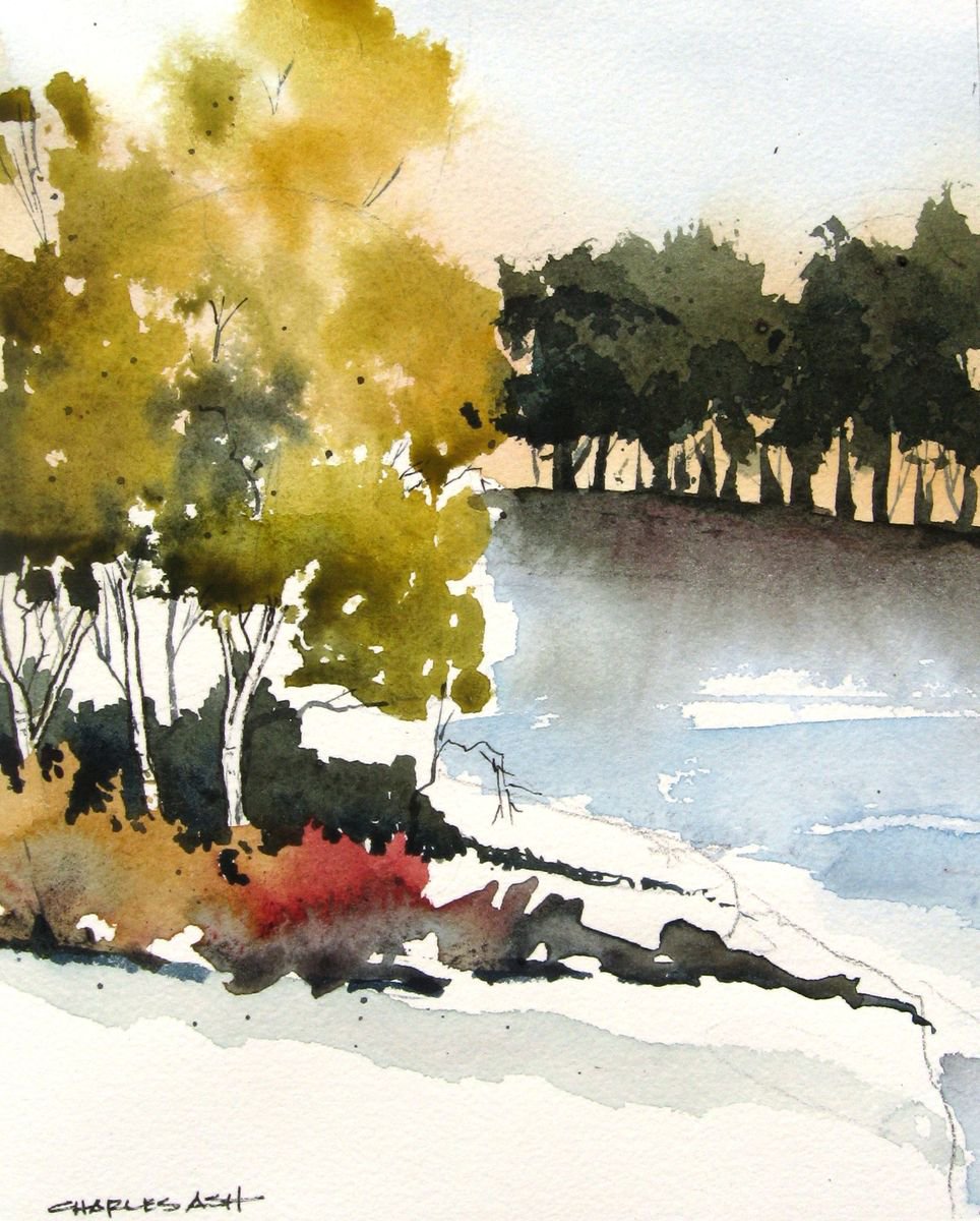 River Thicket - Original Watercolor Painting by CHARLES ASH
