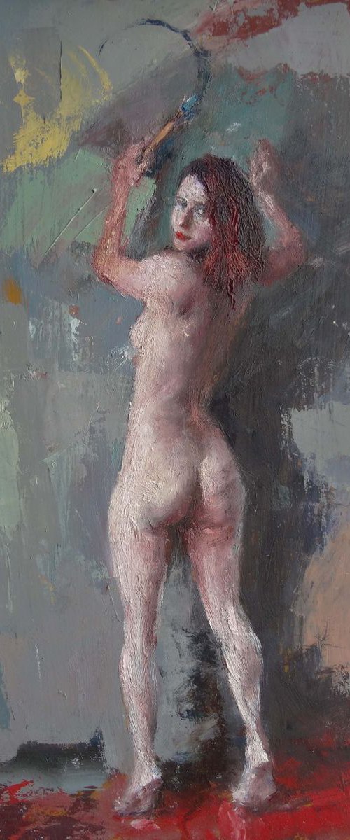 À painting girl by Manuel Leonardi