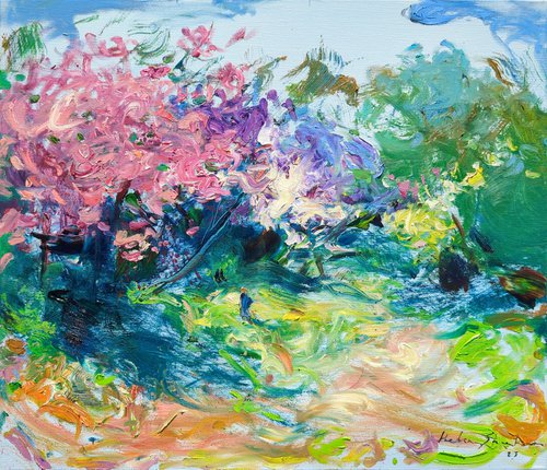 Spring inspiration . Lilac blooms | Summer garden | Original oil painting by Helen Shukina