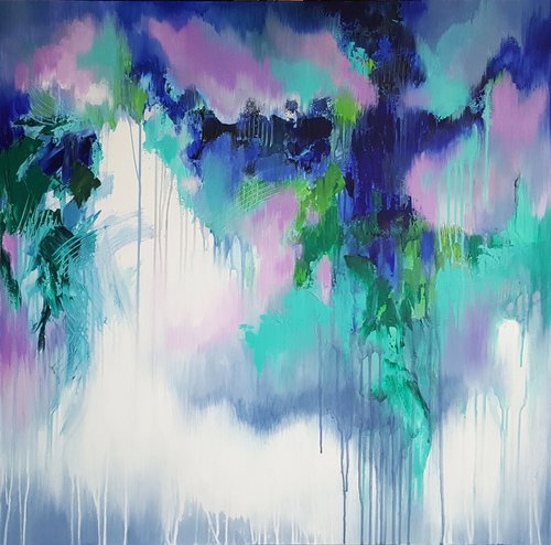 Abstract painting Dance of Spring, Acrylic large Painting on Canvas, 80x80cm by Viktoria Lapteva