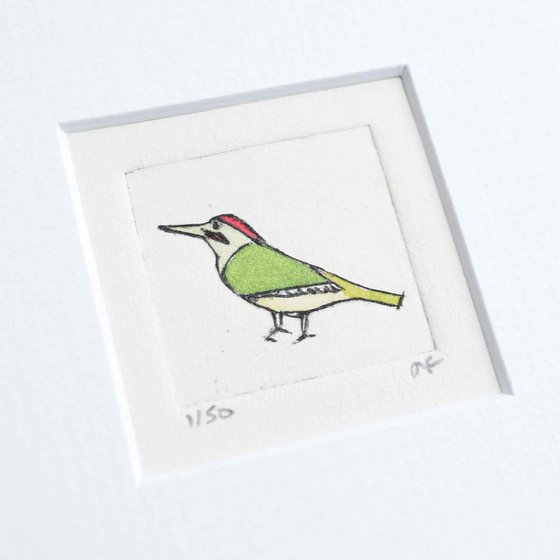 Mini framed green woodpecker